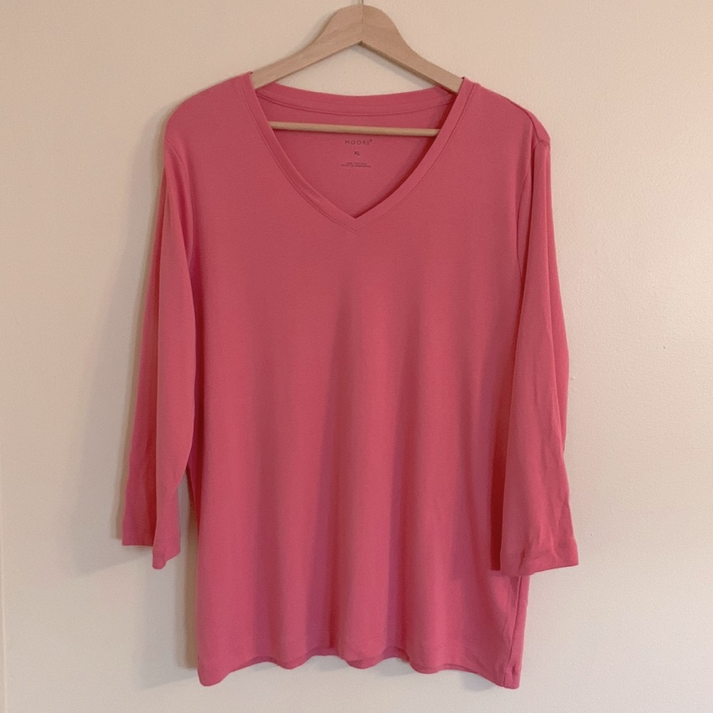 Preswick & Moore Pink V-Neck Long Sleeve Tee